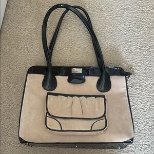 Beijo laptop Tote Bag with Black Patent Trim